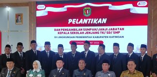 Bupati Saiful Lantik Kepala Sekolah Di Katingan.